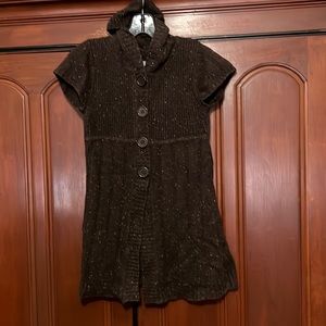 At Last Vintage Brown Multi Color Button Down Sweater Size Medium